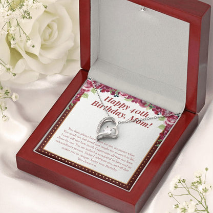 "Feel Loved And Taught" Mom 40th Birthday Necklace Gift From Daughter Son Forever Love Pendant Jewelry Box
