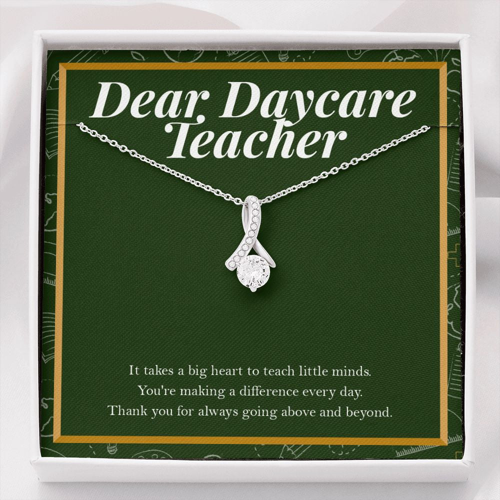 "Big Heart To Teach Little Minds" Daycare Teacher Necklace Gift From Co-Teacher Principal Parents Bestfriend Alluring Beauty Pendant Jewelry Box Teachers Day Birthday Christmas Thanksgiving