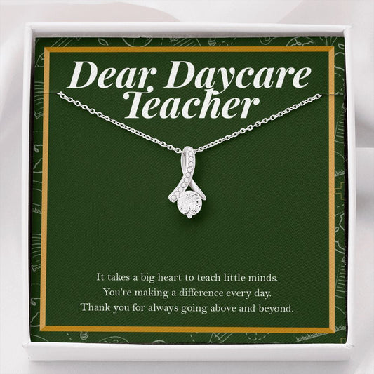 "Big Heart To Teach Little Minds" Daycare Teacher Necklace Gift From Co-Teacher Principal Parents Bestfriend Alluring Beauty Pendant Jewelry Box Teachers Day Birthday Christmas Thanksgiving