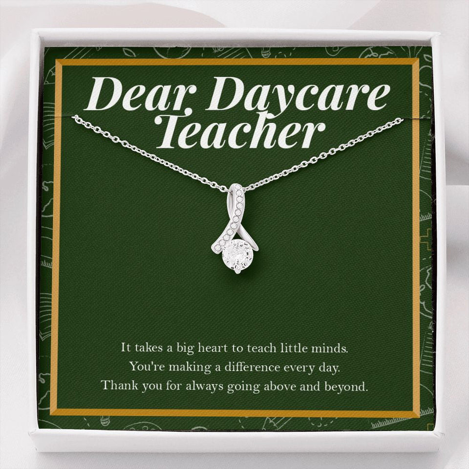 "Big Heart To Teach Little Minds" Daycare Teacher Necklace Gift From Co-Teacher Principal Parents Bestfriend Alluring Beauty Pendant Jewelry Box Teachers Day Birthday Christmas Thanksgiving