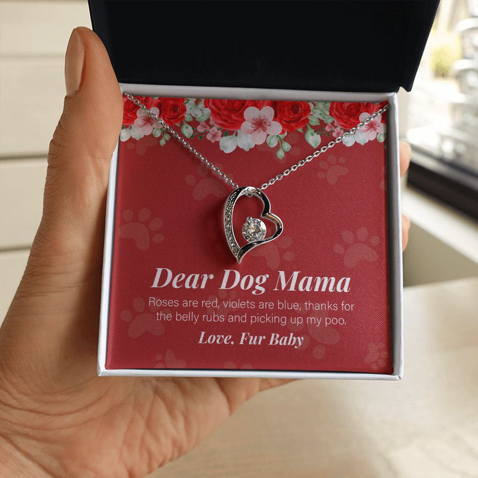 "Thanks For The Belly Rubs" Dog Mom Necklace Gift From Fur Baby Forever Love Pendant Jewelry Box Birthday Christmas Thanksgiving