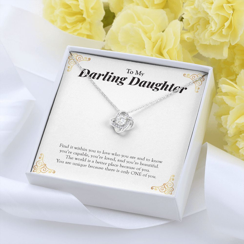 "Only One You" Darling Daughter Necklace Gift From Mom Dad Forever Love Pendant Jewelry Box Birthday Christmas Graduation Wedding
