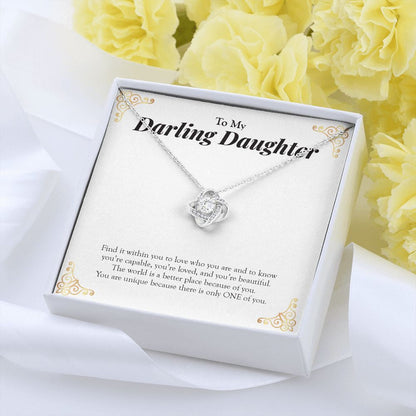 "Only One You" Darling Daughter Necklace Gift From Mom Dad Forever Love Pendant Jewelry Box Birthday Christmas Graduation Wedding