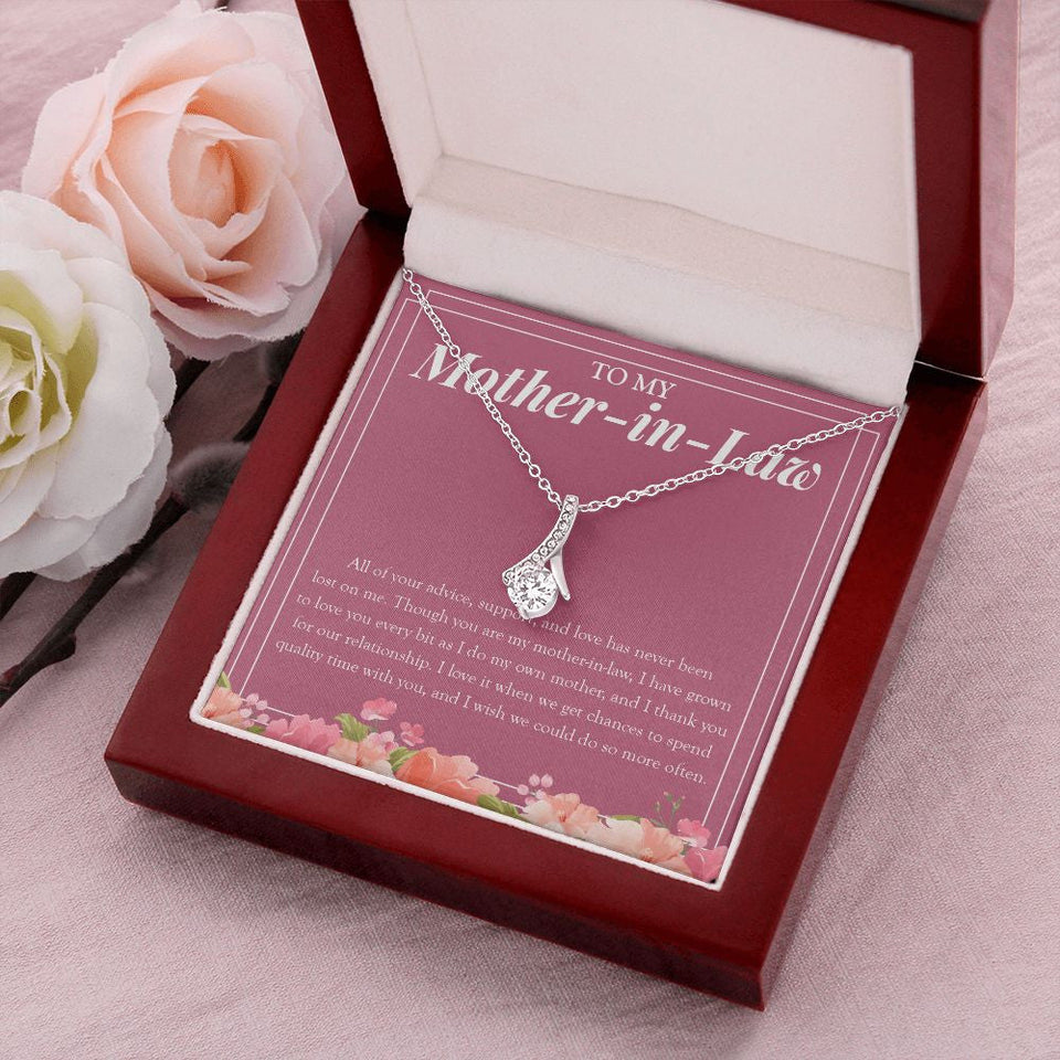 "Love You As My Own Mom" Mother In Law Necklace Gift From Daughter-In-Law Son-In-Law Alluring Beauty Pendant Jewelry Box Birthday Christmas Thanksgiving Anniversary