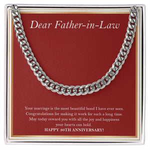 "Beautiful Bond I Have Seen" Father In Law 30th Wedding Anniversary Necklace Gift From Daughter-In-Law Son-In-Law Cuban Link Chain Jewelry Box