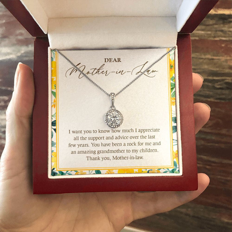 "I Appreciate All Your Support" Mother In Law Necklace Gift From Daughter-In-Law Son-In-Law Eternal Hope Pendant Jewelry Box Birthday Anniversary Christmas Thanksgiving