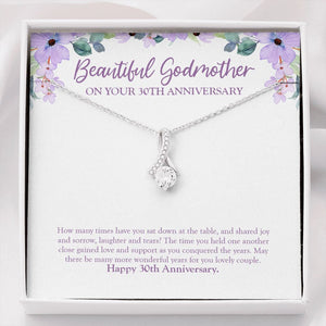 "Many More Lovely Years" Beautiful Godmother 30th Wedding Anniversary Necklace Gift From Goddaughter Godson Alluring Beauty Pendant Jewelry Box