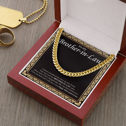 "I Always Considered" Brother In Law 30th Wedding Anniversary Necklace Gift From Sister-In-Law Brother-In-Law Cuban Link Chain Jewelry Box