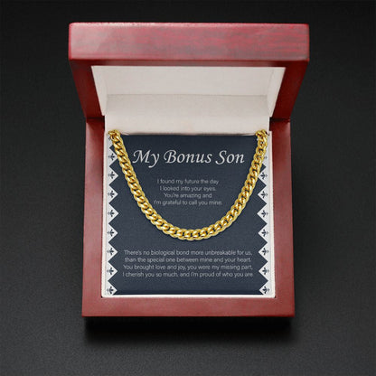 "My Future Days In Your Eyes" Bonus Son Necklace Gift From Mom Dad Cuban Link Chain Jewelry Box Birthday Graduation Christmas New Year