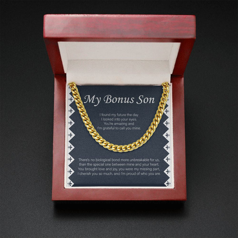 "My Future Days In Your Eyes" Bonus Son Necklace Gift From Mom Dad Cuban Link Chain Jewelry Box Birthday Graduation Christmas New Year