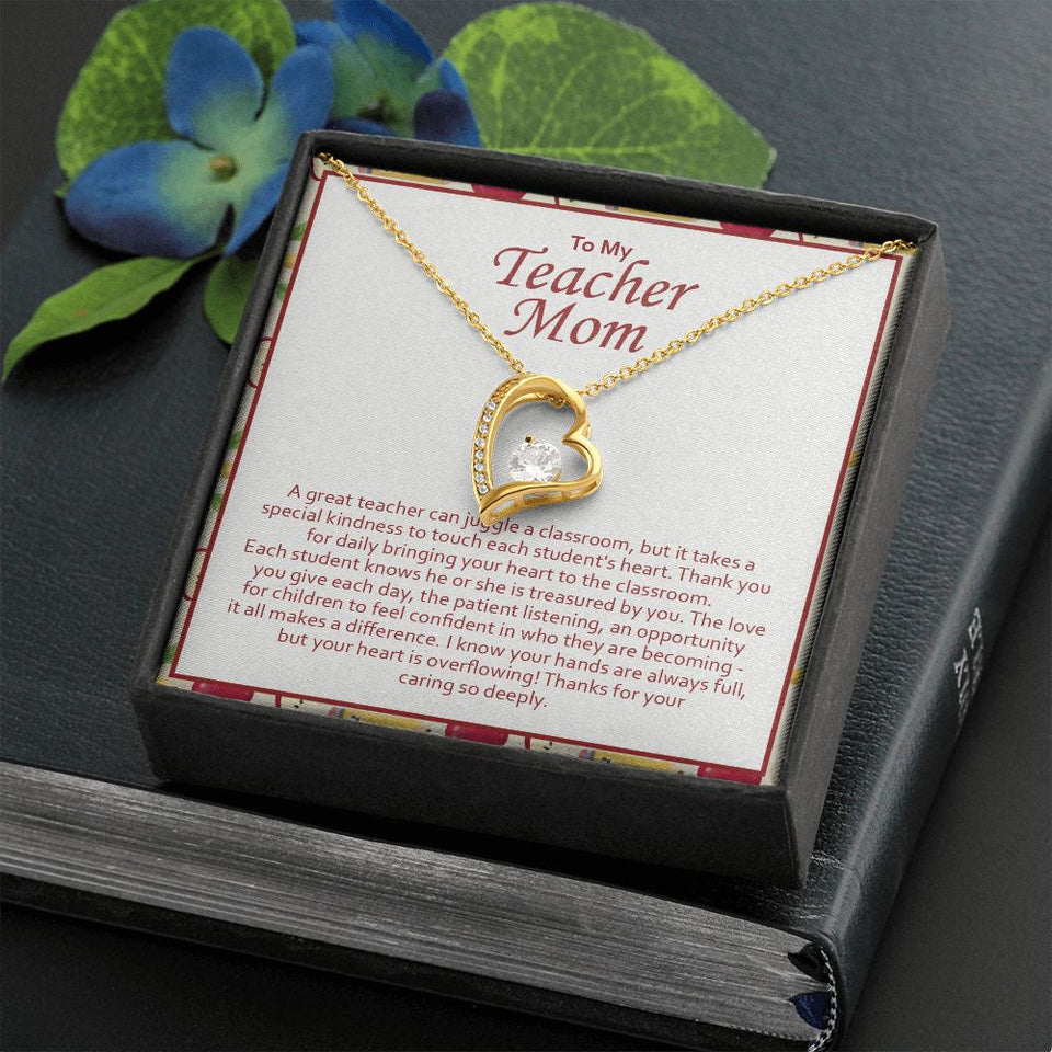 "Juggle A Classroom" Teacher Mom Necklace Gift From Daughter Son Forever Love Pendant Jewelry Box Promotion Teachers Day Birthday Christmas