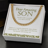 "Every Stage In Your Life" Amazing Son Necklace Gift From Mom Dad Cuban Link Chain Jewelry Box Birthday Graduation Christmas New Year