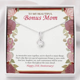"In 25 Years Together" Beautiful Bonus Mom 25th Wedding Anniversary Necklace Gift From Daughter Son Alluring Beauty Pendant Jewelry Box