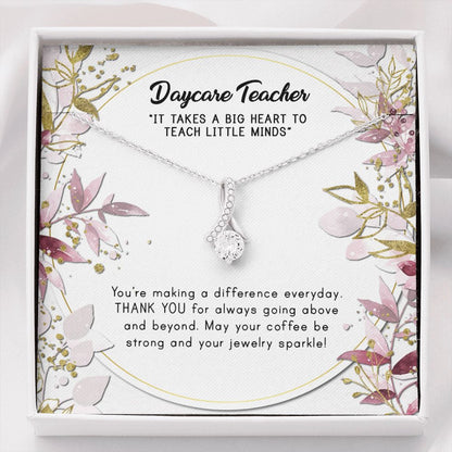 "Teach Little Minds" Daycare Teacher Necklace Gift From Parents Co-Teachers Co-Worker Alluring Beauty Pendant Jewelry Box Birthday Teachers Day Thanksgiving