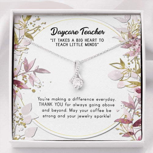 "Teach Little Minds" Daycare Teacher Necklace Gift From Parents Co-Teachers Co-Worker Alluring Beauty Pendant Jewelry Box Birthday Teachers Day Thanksgiving