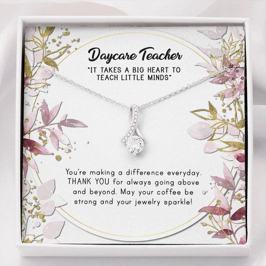 "Teach Little Minds" Daycare Teacher Necklace Gift From Parents Co-Teachers Co-Worker Alluring Beauty Pendant Jewelry Box Birthday Teachers Day Thanksgiving
