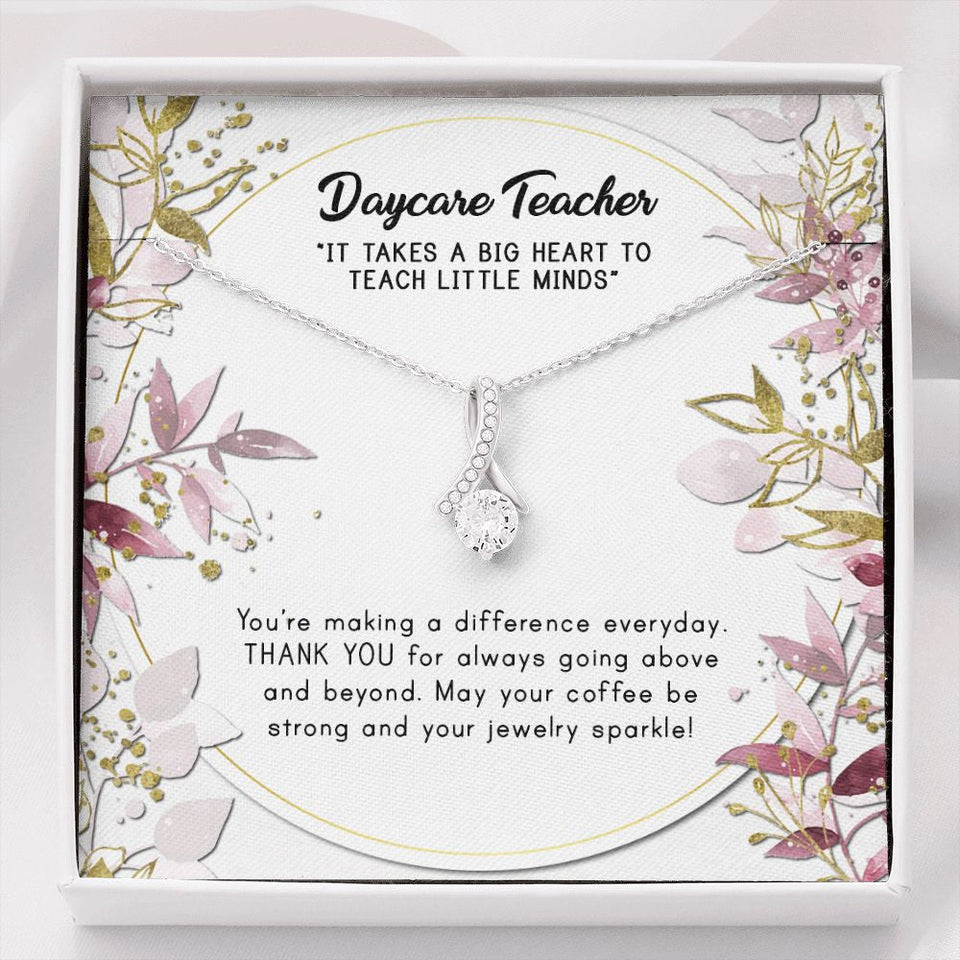 "Teach Little Minds" Daycare Teacher Necklace Gift From Parents Co-Teachers Co-Worker Alluring Beauty Pendant Jewelry Box Birthday Teachers Day Thanksgiving