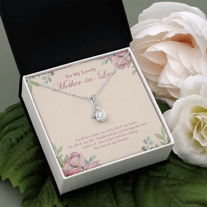 "Raised The Man Of My Dreams" Lovely Mother In Law Wedding Necklace Gift From Bride Daughter-In-Law Alluring Beauty Pendant Jewelry Box