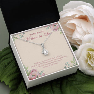 "Raised The Man Of My Dreams" Lovely Mother In Law Wedding Necklace Gift From Bride Daughter-In-Law Alluring Beauty Pendant Jewelry Box