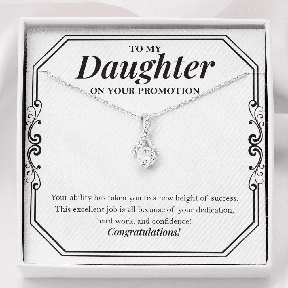 "New Height Of Success" Daughter Promotion Necklace Gift From Mom Dad Alluring Beauty Pendant Jewelry Box