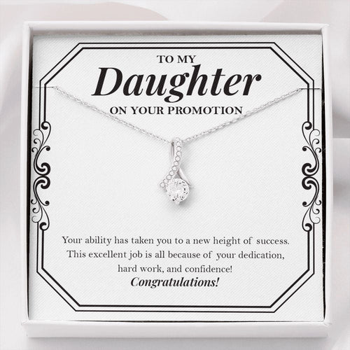 "New Height Of Success" Daughter Promotion Necklace Gift From Mom Dad Alluring Beauty Pendant Jewelry Box