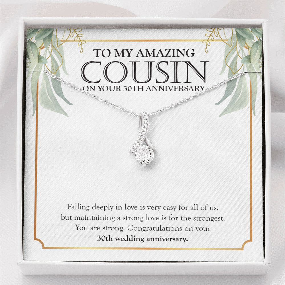 "Strong Love For The Strongest" Amazing Cousin 30th Wedding Anniversary Necklace Gift Alluring Beauty Pendant Jewelry Box