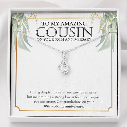"Strong Love For The Strongest" Amazing Cousin 30th Wedding Anniversary Necklace Gift Alluring Beauty Pendant Jewelry Box
