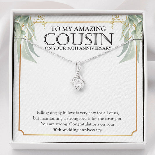 "Strong Love For The Strongest" Amazing Cousin 30th Wedding Anniversary Necklace Gift Alluring Beauty Pendant Jewelry Box