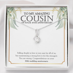 "Strong Love For The Strongest" Amazing Cousin 30th Wedding Anniversary Necklace Gift Alluring Beauty Pendant Jewelry Box