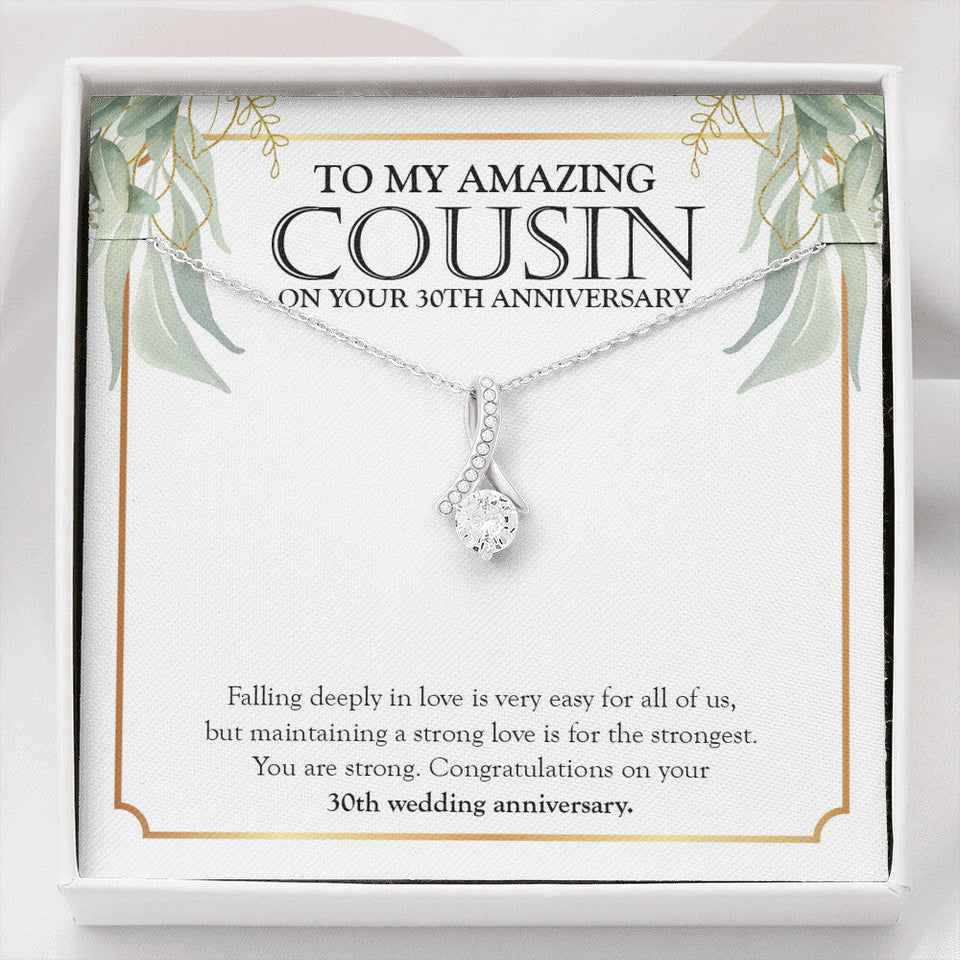 "Strong Love For The Strongest" Amazing Cousin 30th Wedding Anniversary Necklace Gift Alluring Beauty Pendant Jewelry Box