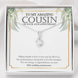 "Strong Love For The Strongest" Amazing Cousin 30th Wedding Anniversary Necklace Gift Alluring Beauty Pendant Jewelry Box