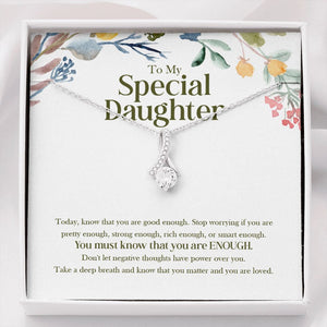 "Good Enough" Special Daughter Necklace Gift From Mom Dad Parents Alluring Beauty Pendant Jewelry Box Birthday Christmas Valentines New Year