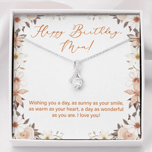 "Sunny As Your Smile" Mom Birthday Necklace Gift From Son Daughter Alluring Beauty Pendant Jewelry Box