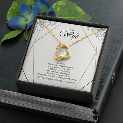 "Wonderful Memories" Wife Silver Wedding Anniversary Necklace Gift From Husband Forever Love Pendant Jewelry Box