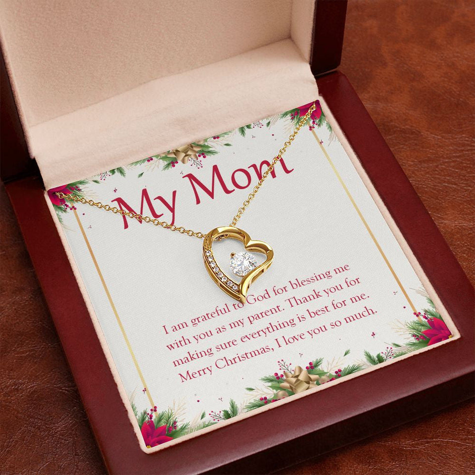 "Blessing Me With A Parent" Mom Christmas Necklace Gift From Daughter Son Forever Love Pendant Jewelry Box