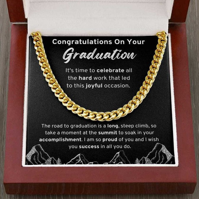 Graduation Gift - It's time to celebrate all the hard work that led to this joyful occasion - College, High School, Senior, Master Graduation Gift - Class of 2022 Cuban Link Chain - LX035A