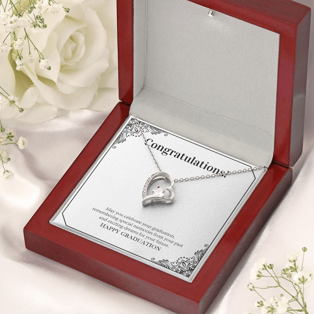 "Remembering Special Moments" Graduation Necklace Gift From Parents Grandparents Friends Family Teachers Forever Love Pendant Jewelry Box