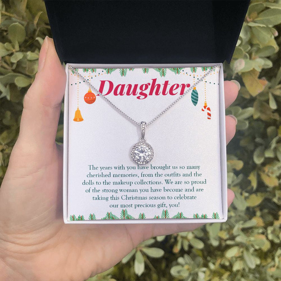 "Precious Gift" Daughter Christmas Necklace Gift From Mom Dad Eternal Hope Pendant Jewelry Box