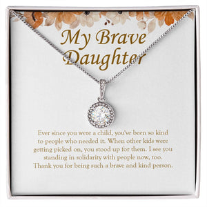 "Standing In Solidarity" Brave Daughter Necklace Gift From Mom Dad Eternal Hope Pendant Jewelry Box Birthday Graduation Christmas Wedding