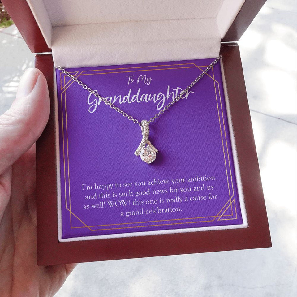 "Achieve Your Ambition" Granddaughter Job Promotion Necklace Gift From Grandma Grandson Alluring Beauty Pendant Jewelry Box