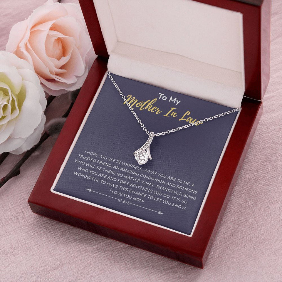 "Amazing Companion" Mother In Law Necklace Gift From Daughter-in-law Son-in-law Alluring Beauty Pendant Jewelry Box Birthday Wedding Anniversary Thanksgiving