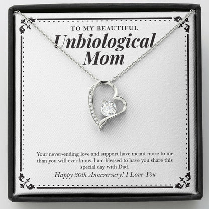 "Blessed To Have You" Beautiful Unbiological Mom 30th Wedding Anniversary Necklace Gift From Daughter Son Forever Love Pendant Jewelry Box