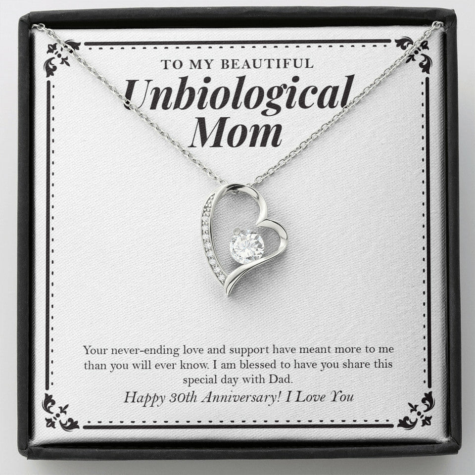 "Blessed To Have You" Beautiful Unbiological Mom 30th Wedding Anniversary Necklace Gift From Daughter Son Forever Love Pendant Jewelry Box