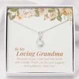 "Face The World With A Smile" Loving Grandma Necklace Gift From Granddaughter Grandson Alluring Beauty Pendant Jewelry Box Birthday Christmas New Year