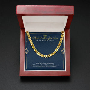 "Do Deserve It" Physical Therapist Son Graduation Necklace Gift From Mom Dad Cuban Link Chain Jewelry Box