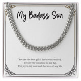 "The Sunshine In My Day" Badass Son Necklace Gift From Mom Dad Cuban Link Chain Birthday Graduation Christmas New Year