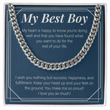 "I Wish You Success" Best Boy Son Necklace Gift From Mom Dad Cuban Link Chain Jewelry Box Graduation Christmas Thanksgiving New Year