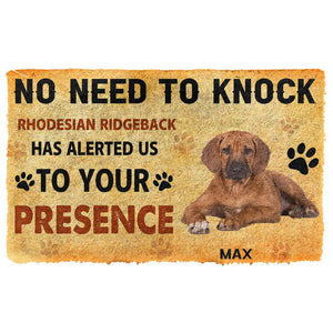 3D No Need To Knock Rhodesian Ridgeback Dog Custom Name Doormat