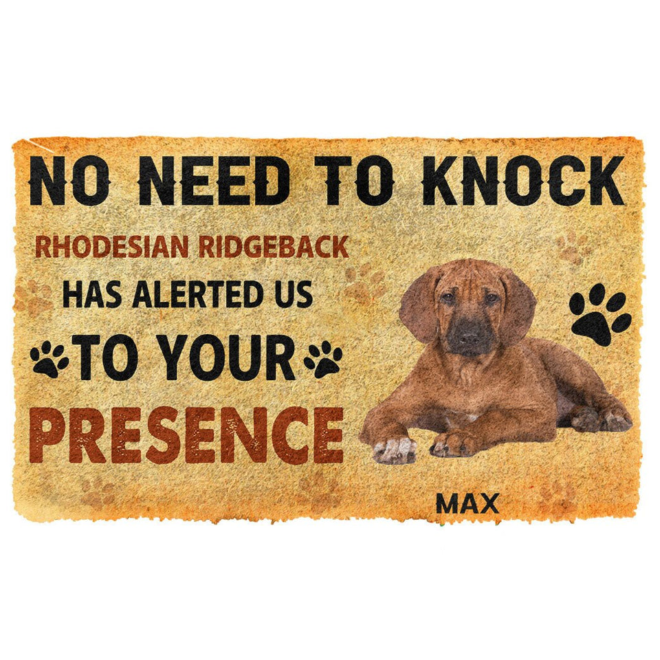 3D No Need To Knock Rhodesian Ridgeback Dog Custom Name Doormat