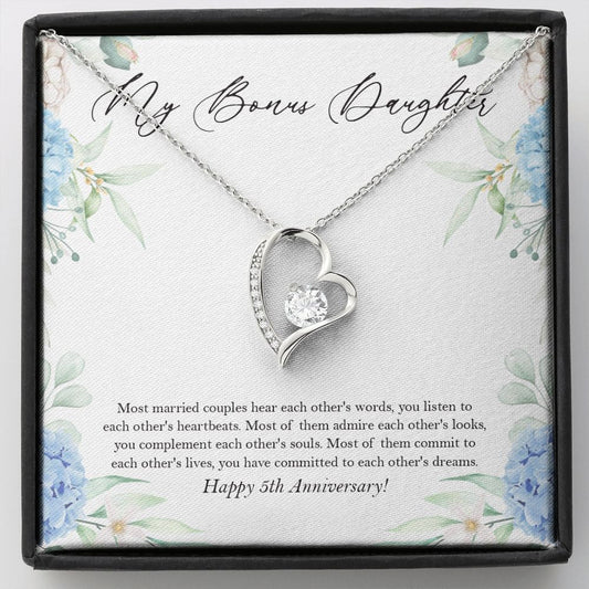 "You Listen To Each Other's Heartbeat" Bonus Daughter 5th Wedding Anniversary Necklace Gift  From Mom Dad Forever Love Pendant Jewelry Box